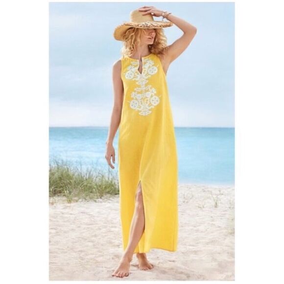 Soft Surroundings Women’s Daydream Embroidered Linen Blend Maxi Dress - Picture 10 of 10